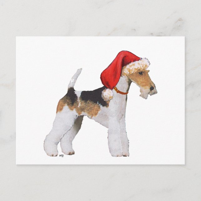 Cartes Pour Fêtes Annuelles Fil Fox Terrier Noël (Devant)
