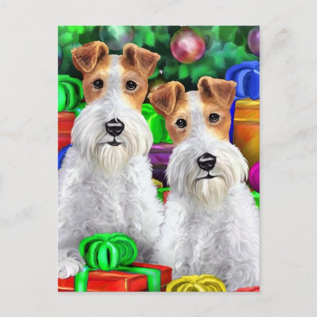 Cartes Pour Fêtes Annuelles Fil Fox Terrier Offres ouvertes Noël (Devant)