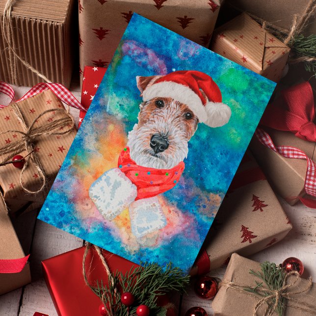 Cartes Pour Fêtes Annuelles Fil Fox Terrier race chien Noël (Créateur téléchargé)