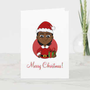 Cartes Pour Fêtes Annuelles Fille afro-américaine de Noël aux cheveux courts