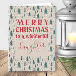 Cartes Pour Fêtes Annuelles Fille Arbres de Noël Joyeux Noël Naturel<br><div class="desc">Carte de Noël traditionnelle avec "Joyeux Noël à une fille merveilleuse" (modifiable). Style typographique simple avec dessin de griffes de Noël à l'intérieur et à l'extérieur. Cette carte de vacances a une palette de couleurs classiques neutre,  beige,  rouge et vert naturel.</div>