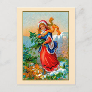 Cartes Pour Fêtes Annuelles Fille avec arbre de Noël