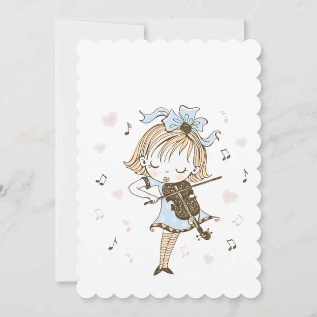 Cartes Pour Fêtes Annuelles Fille avec Violine (Devant)