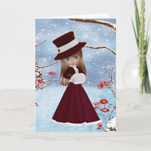 Cartes Pour Fêtes Annuelles Fille blonde, Noël, Neige