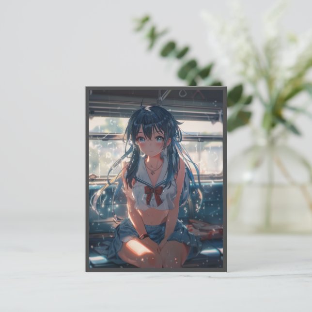 Cartes Pour Fêtes Annuelles Fille d'anime dans un train (Debout devant)
