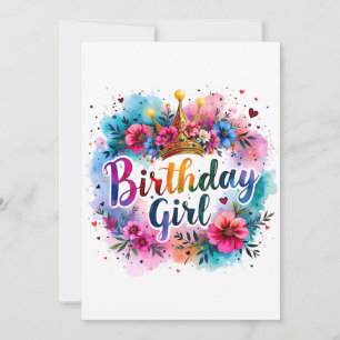 Cartes Pour Fêtes Annuelles Fille d'anniversaire couronne florale