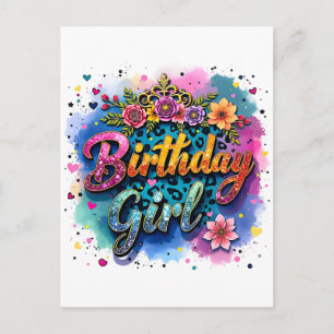 Cartes Pour Fêtes Annuelles Fille d'anniversaire léopard floral