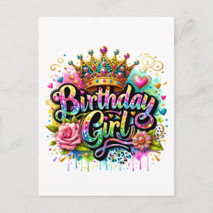 Cartes Pour Fêtes Annuelles Fille d'anniversaire royale colorée