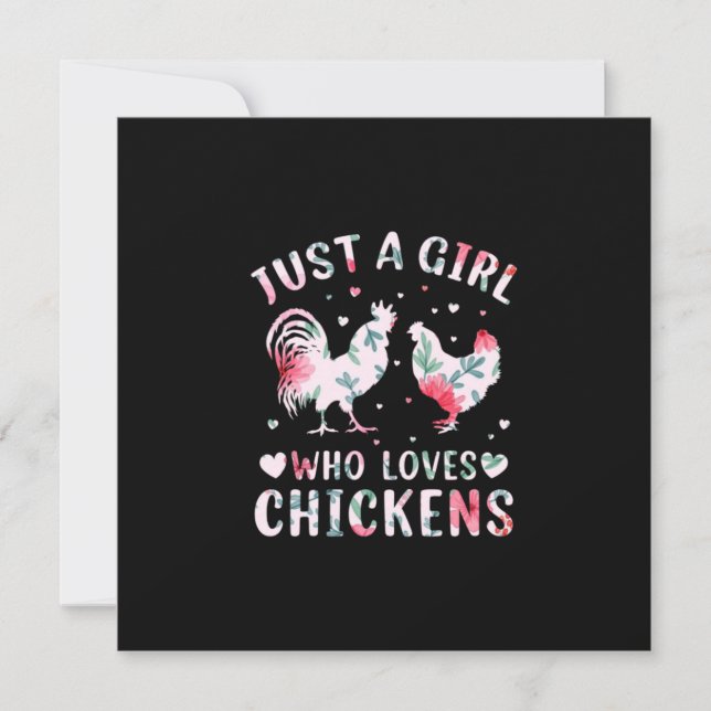Cartes Pour Fêtes Annuelles Fille d'art de poulet qui aime les poulets (Devant)