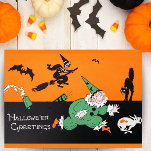 Cartes Pour Fêtes Annuelles Fille de clown rétro vintage Halloween personnalis