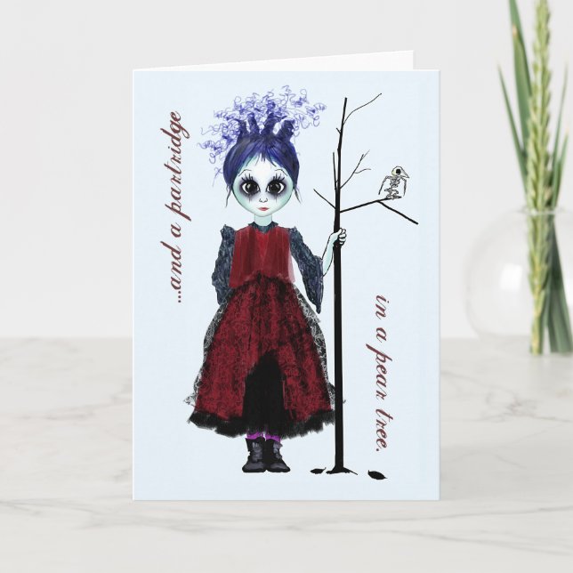 Cartes Pour Fêtes Annuelles Fille de goth de Noël (Devant)