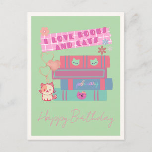 Cartes Pour Fêtes Annuelles Fille de l'ère de la lecture - Esthétique Pastel -
