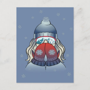 Cartes Pour Fêtes Annuelles Fille de l'hiver avec flocon de neige