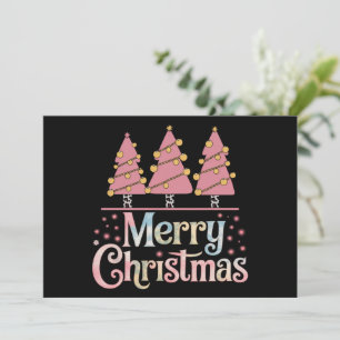 Cartes Pour Fêtes Annuelles Fille de l'hiver des Fêtes de Noël de l'arbre rose