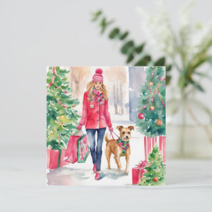 Cartes Pour Fêtes Annuelles Fille de mode de Noël à l'aquarelle