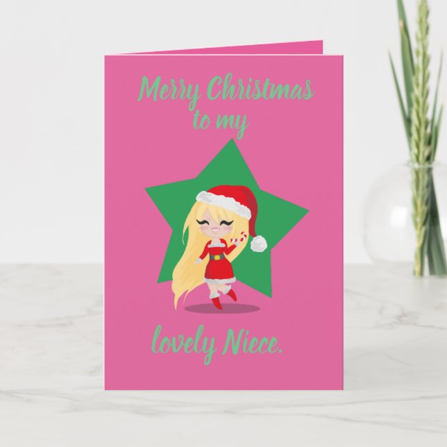 Cartes Pour Fêtes Annuelles Fille de Noël. (Devant)