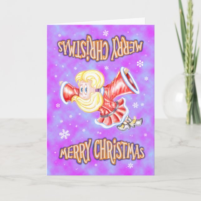 Cartes Pour Fêtes Annuelles Fille de Noël à l'envers (Devant)