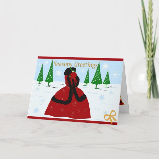 Cartes Pour Fêtes Annuelles Fille de Noël Art déco (Devant)