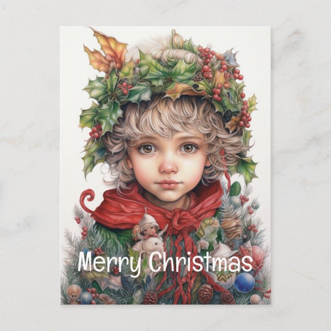 Cartes Pour Fêtes Annuelles Fille de Noël Custom 12 de 25 (Devant)