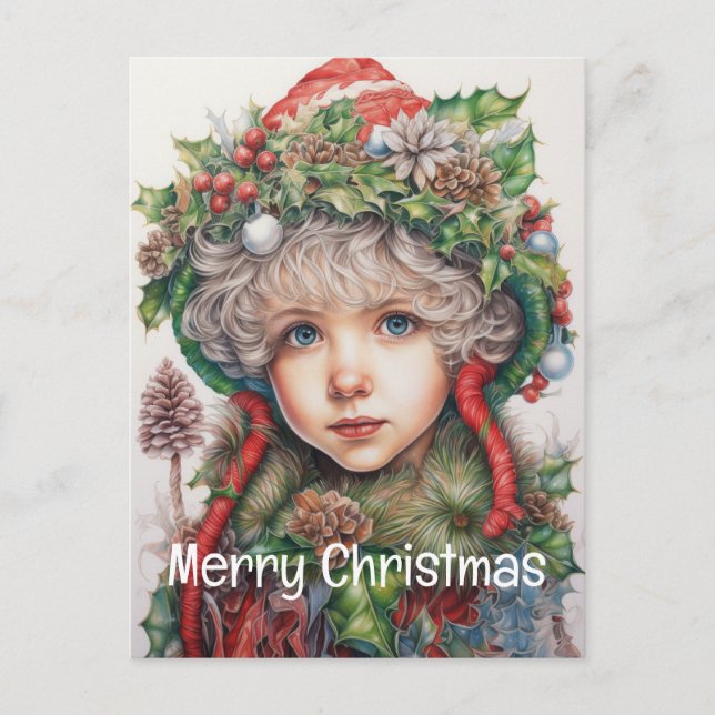 Cartes Pour Fêtes Annuelles Fille de Noël Custom 14 de 25 (Devant)