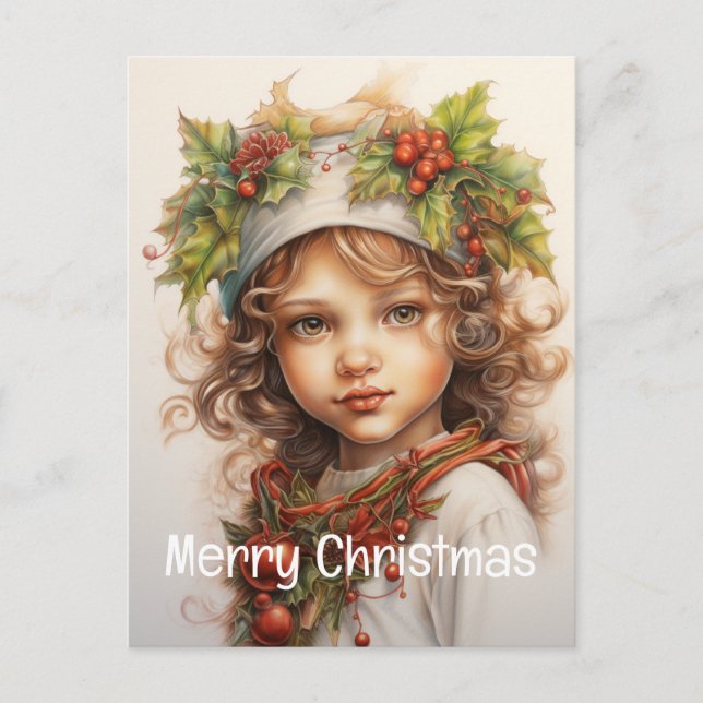 Cartes Pour Fêtes Annuelles Fille de Noël Custom 23 de 25 (Devant)