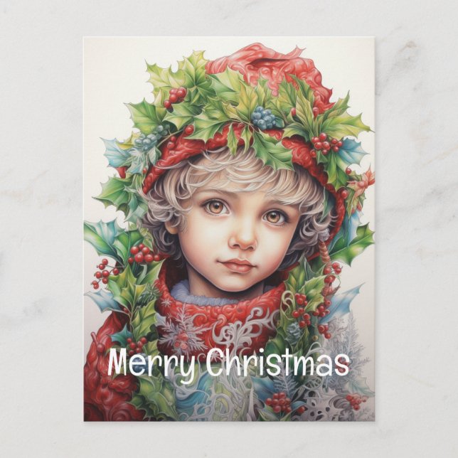 Cartes Pour Fêtes Annuelles Fille de Noël Custom 4 de 25 (Devant)