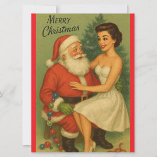 Cartes Pour Fêtes Annuelles Fille de Noël vintage des années 1950 décorant l'a