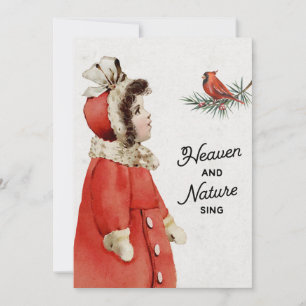 Cartes Pour Fêtes Annuelles Fille de Noël Vintage et cardinal