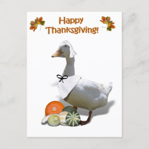 Cartes Pour Fêtes Annuelles Fille de pèlerin de canard blanc Thanksgiving