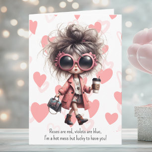 Cartes Pour Fêtes Annuelles Fille désordonnée et originale Saint-Valentin cœur