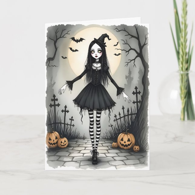 Cartes Pour Fêtes Annuelles Fille d'Halloween (Devant)