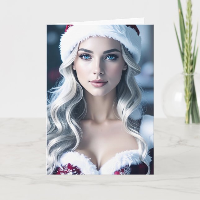 Cartes Pour Fêtes Annuelles Fille du Père Noël (Devant)