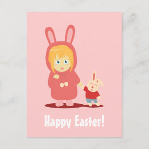 Cartes Pour Fêtes Annuelles Fille en tenue de capuche de lapin pour Pâques