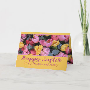 Cartes Pour Fêtes Annuelles Fille et famille Joyeuses Tulipes de Pâques