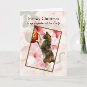 Cartes Pour Fêtes Annuelles Fille et famille, Noël Meowy