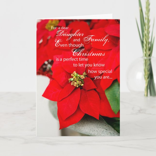Cartes Pour Fêtes Annuelles Fille et famille Poinsettia Joyeuses Fêtes (Devant)