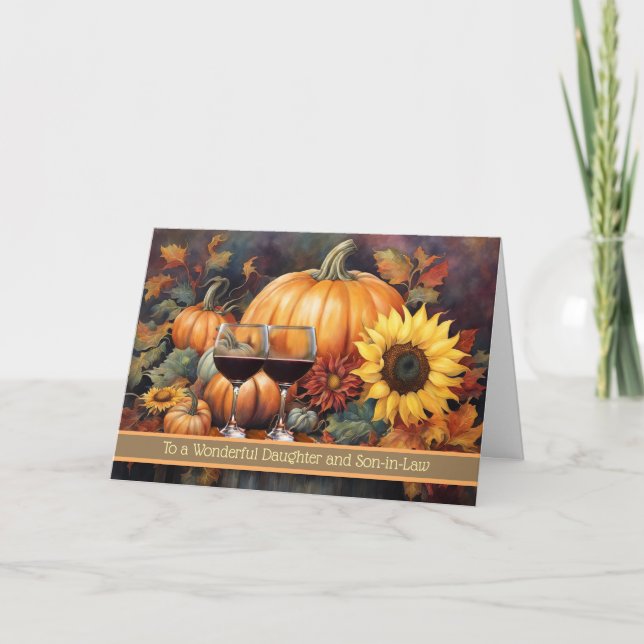 Cartes Pour Fêtes Annuelles Fille et fils en droit Bon thanksgiving automne (Devant)