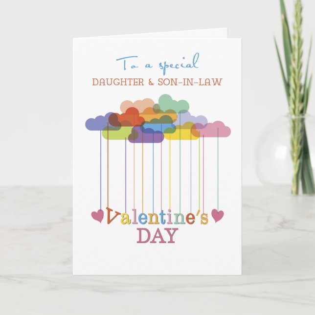 Cartes Pour Fêtes Annuelles Fille et gendre Valentine Arc-en-ciel nuages (Devant)