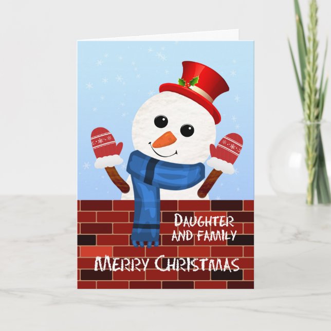 Cartes Pour Fêtes Annuelles Fille et sa famille Noël Snowman (Devant)