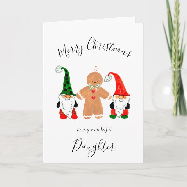 Cartes Pour Fêtes Annuelles Fille Gnome mignonne Noël Gingpain homme (Devant)