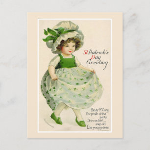 Cartes Pour Fêtes Annuelles Fille irlandaise vintage Saint Patrick's Day