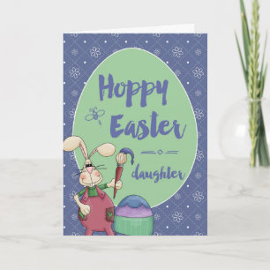 Cartes Pour Fêtes Annuelles Fille, lapin de Pâques Hoppy Artiste peinture oeuf