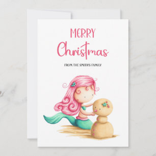 Cartes Pour Fêtes Annuelles Fille Noël Plage d'été Noël