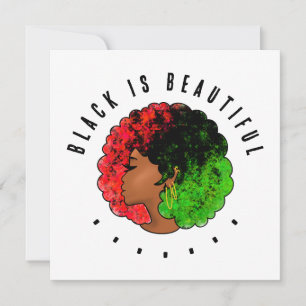 Cartes Pour Fêtes Annuelles Fille noire panafricaine femme rouge vert fierté a