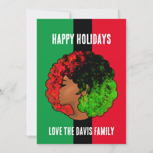 Cartes Pour Fêtes Annuelles Fille noire panafricaine femme rouge vert fierté a