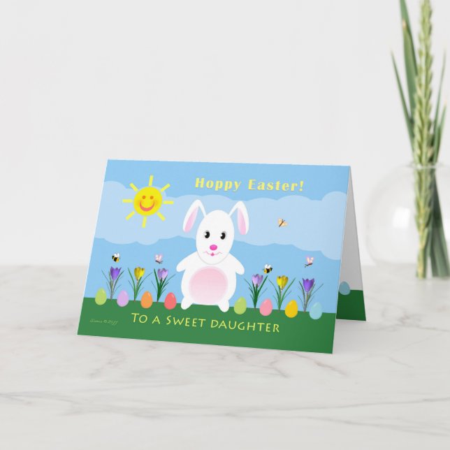 Cartes Pour Fêtes Annuelles Fille Pâques de houblon - lapin de Pâques (Devant)
