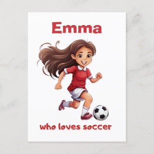 Cartes Pour Fêtes Annuelles Fille qui aime le football avec votre nom