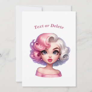 Cartes Pour Fêtes Annuelles Fille rétro glamour animée beauté dessin animé mig