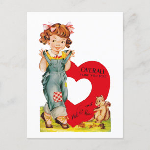 Cartes Pour Fêtes Annuelles fille rétro vintage Saint-Valentin