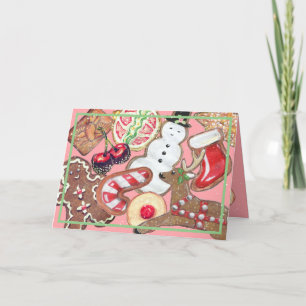 Cartes Pour Fêtes Annuelles Fille rose de Noël Cookie Candy Baking mignonne